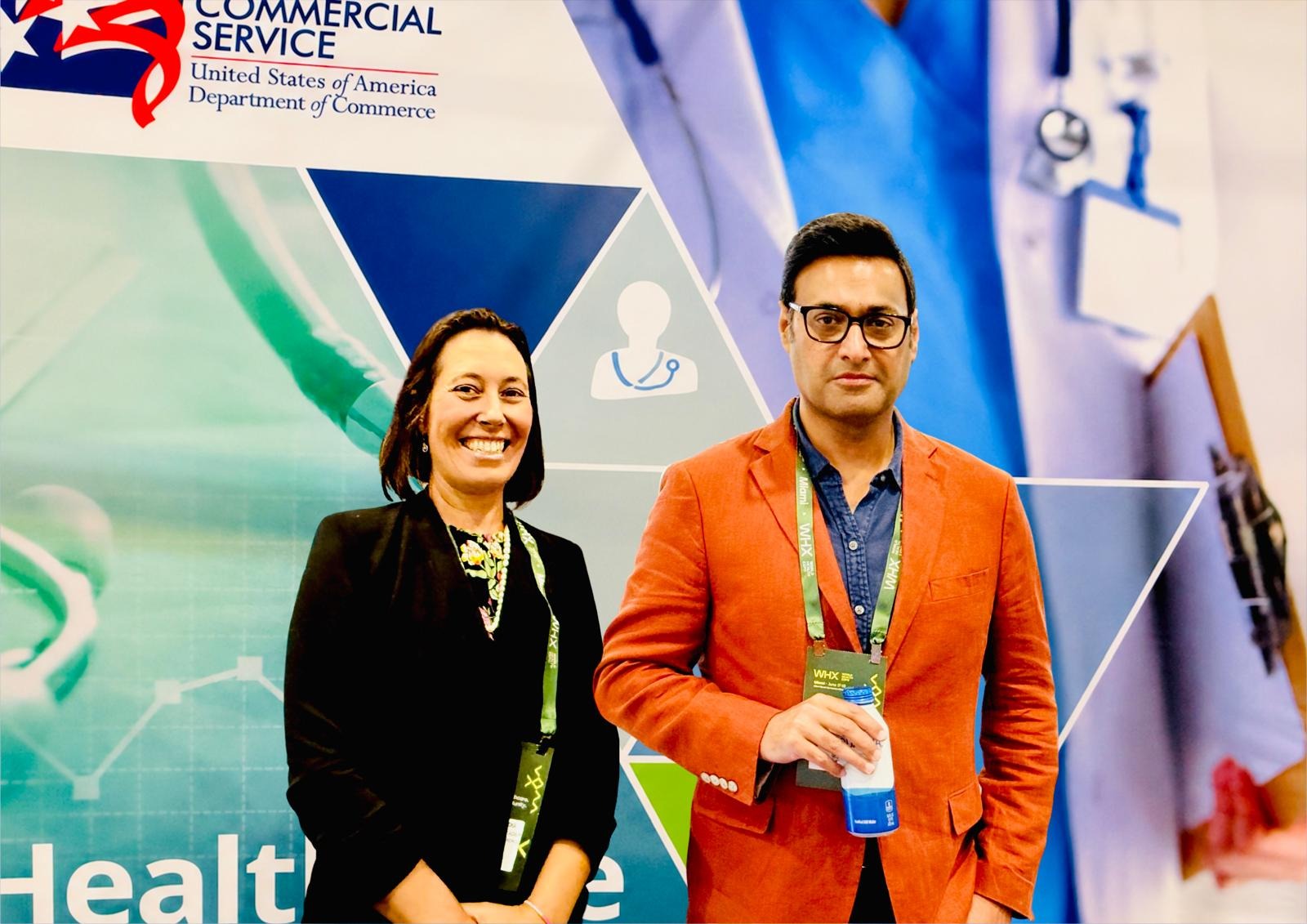 Khalid Sattar with Mindi Hertzog of the U.S. Department of Commerce Commercial Service at WHX Miami